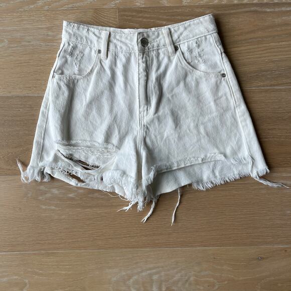ROLLA'S High Rise Slim Dusters Denim Shorts White sz 25 - Picture 1 of 5